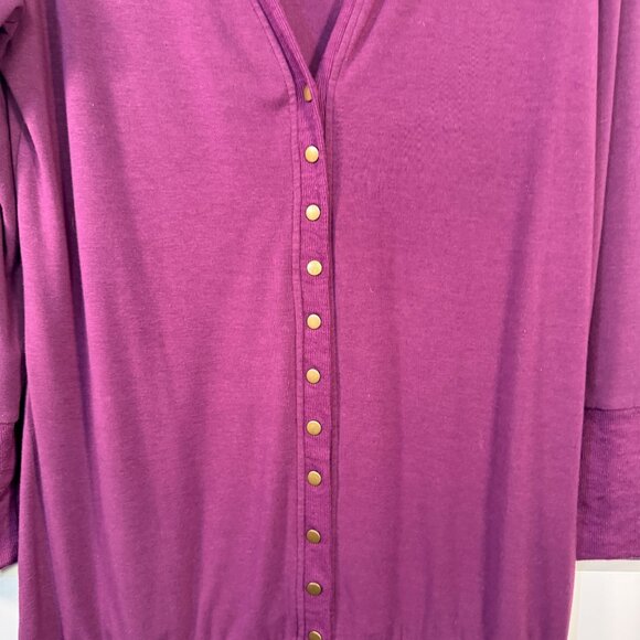 Merokeety Womens Size XXL Purple Long Sleeve Button-Down Cardigan - Picture 2 of 5